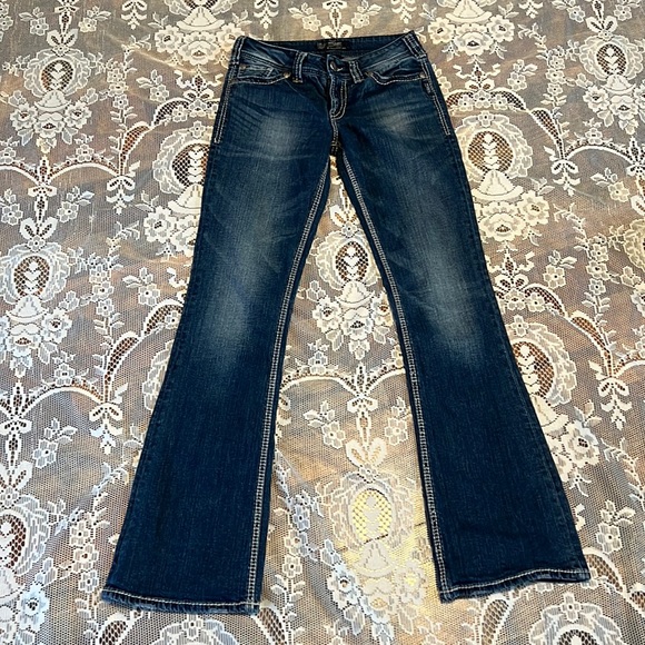 Silver Jeans Denim - Silver Suki Surplus Size 28 X 34 Thick Stitch Bootcut Jeans